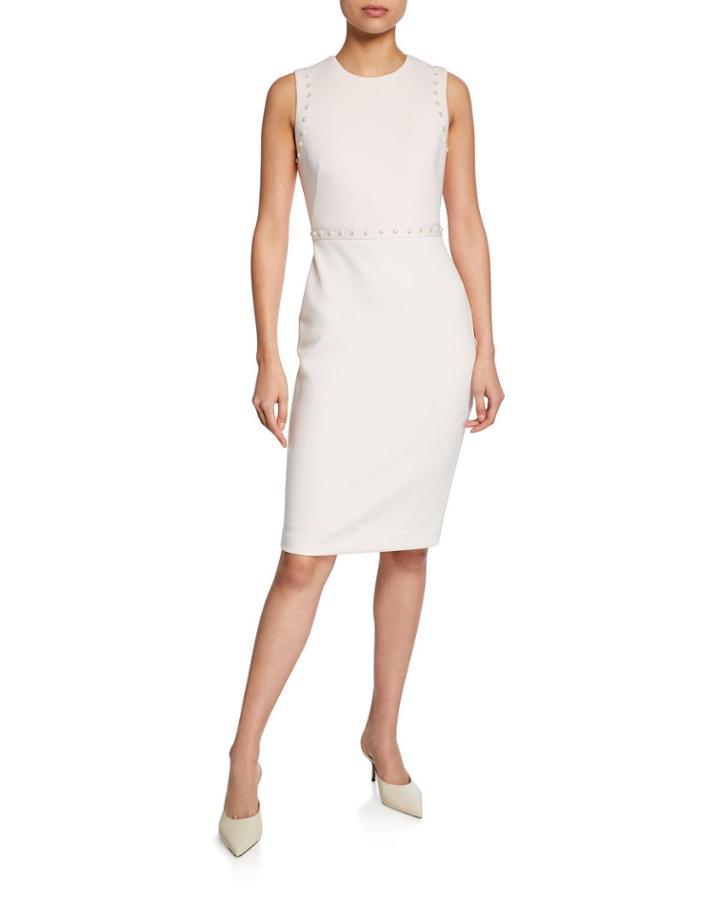 Pencil Skirt Dress With Pearlescent Trim Details