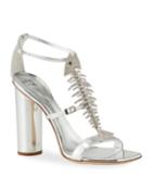 Jeweled Fishbone Metallic Ankle-strap