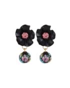 Floral & Drop Earrings, Black