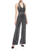 Metallic Stretch Halter Jumpsuit