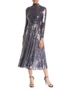 Long-sleeve Mock-neck Sequined