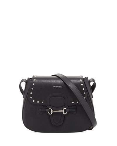 Juliette Studded Leather Crossbody Bag, Black