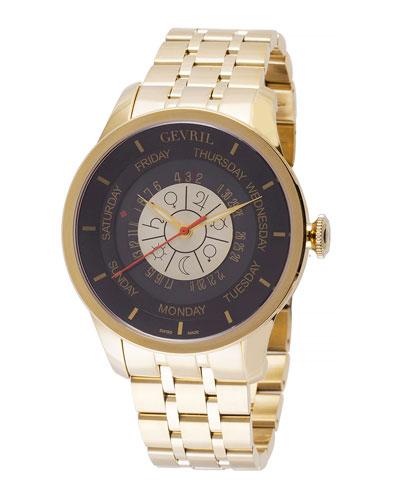45mm Men's Columbus Circle Automatic Bracelet Watch, Yellow Golden