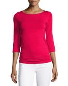 Soft Touch 3/4-sleeve Boat-neck Top