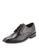 Giraldo Ii Crocodile-embossed Cap-toe Oxford, Black