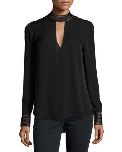 Bolton Silk Tie-back Blouse, Black