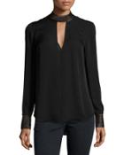 Bolton Silk Tie-back Blouse, Black