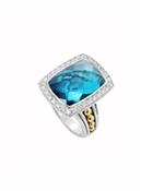 Prism Large Blue Topaz & Diamond Ring,