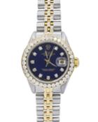 Pre-owned 26mm Oyster Perpetual Datejust Jubilee Watch With Diamonds, Gold/steel/navy