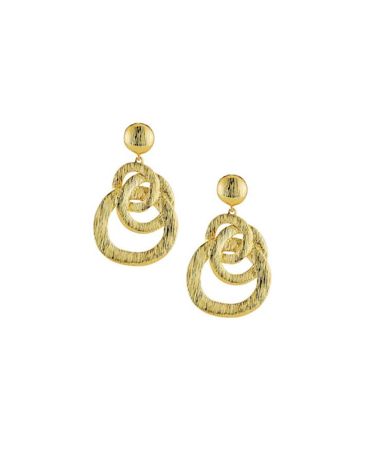 Brushed Gold Triple-loop Earrings