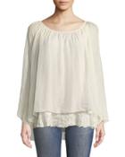 Codolar Sequined Layer Sheer-sleeve Top, Vision