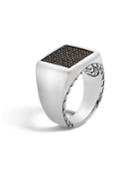 Men's Classic Chain Signet & Black Rhodium Ring,