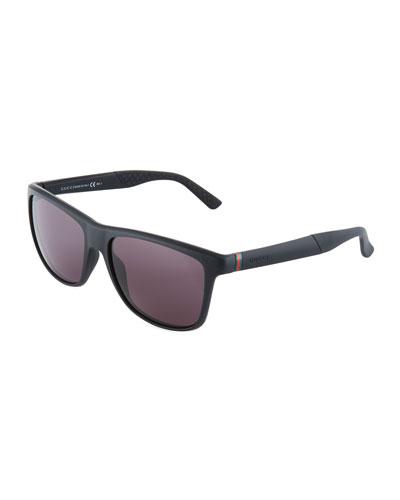 Full Frame Web-temple Sunglasses, Black