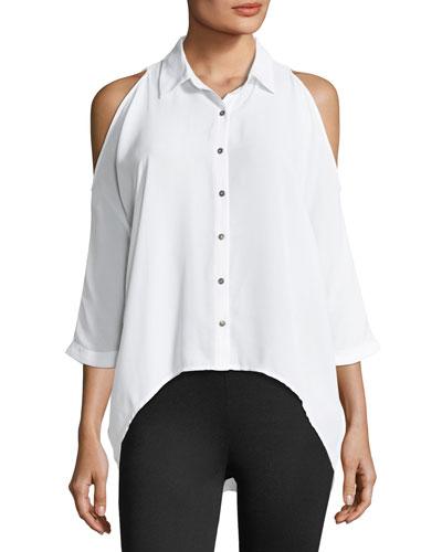 Cold-shoulder Button-down Blouse