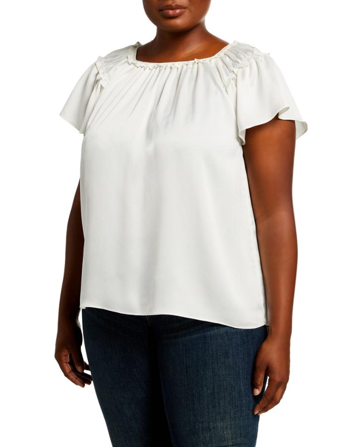 Plus Size Flutter-sleeve Blouse