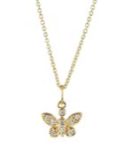 14k Diamond Pave Butterfly Pendant Necklace
