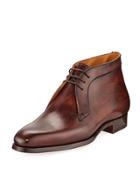 Anthony Antiqued Leather Chukka Boot, Brown