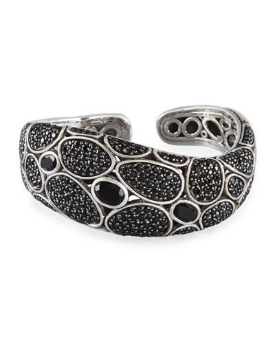 Kali Pebble Lava Kick Cuff Bracelet W/ Black Sapphires,