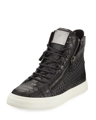 Men's Textured Leather High-top