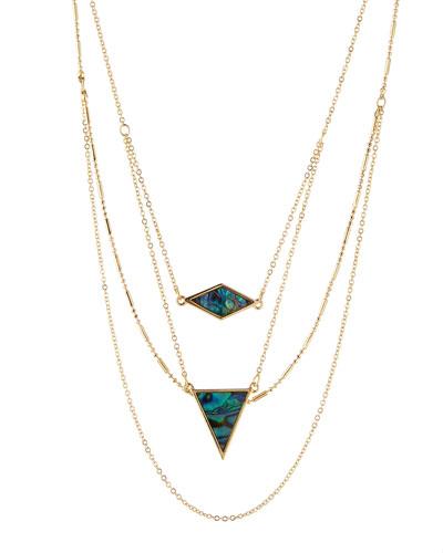Layered Multi-strand Abalone-hue Necklace,