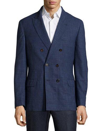 Double-breasted Wool Jacket, Blue