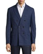 Double-breasted Wool Jacket, Blue
