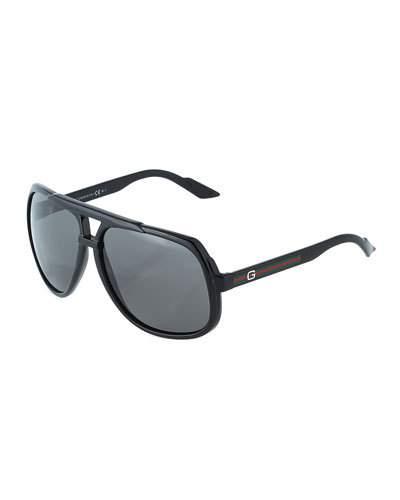Large Plastic Navigator Sunglasses, Black