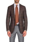 Men's Two-tone Plaid Super 140s Wool Two-button Jacket