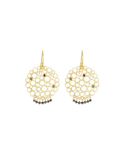 24k Black Diamond Lace Small Drop Earrings