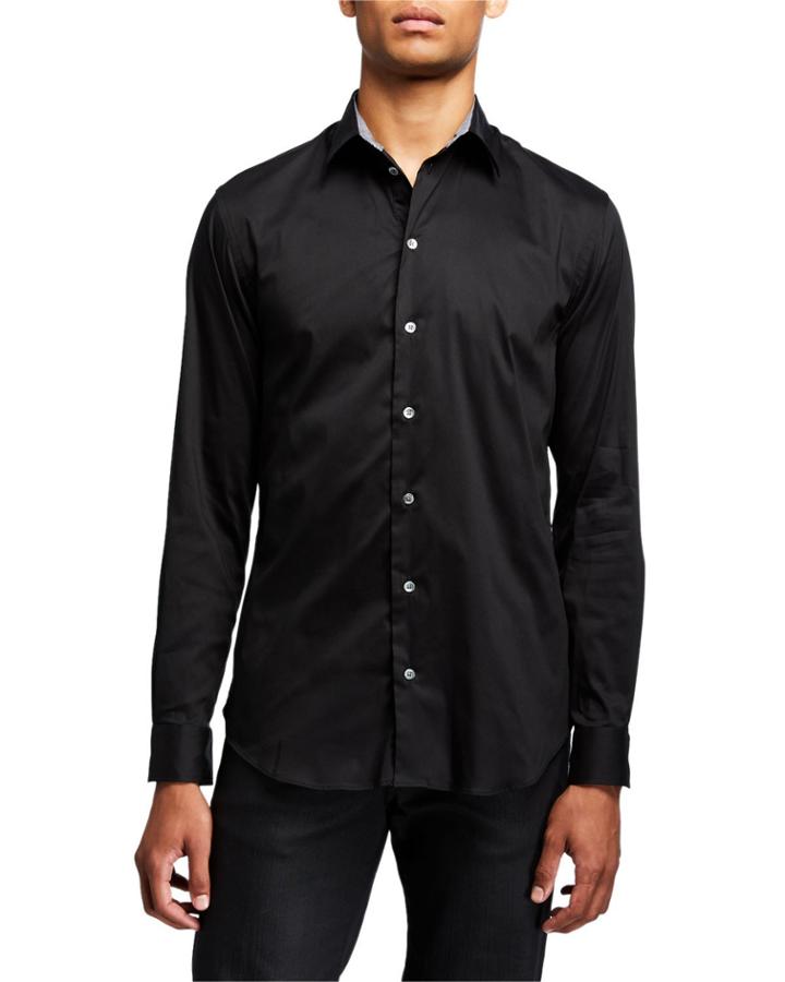 Men's Solid Sport Shirt With Contrast Detail
