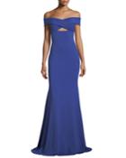Off-the-shoulder Crossover Stretch Crepe Evening Gown