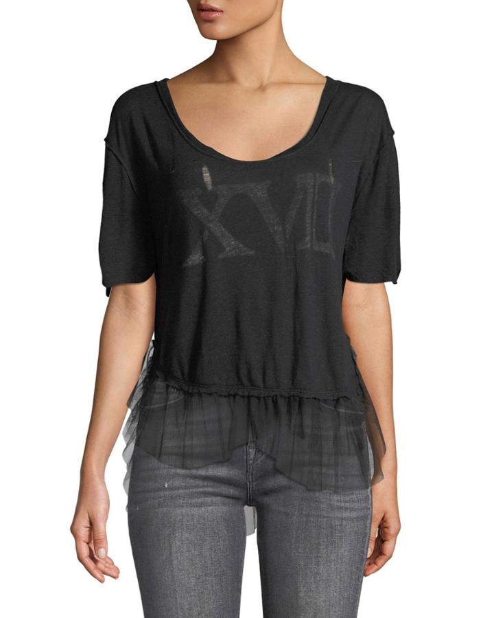 Pretty In Punk Tulle-hem Distressed Tee