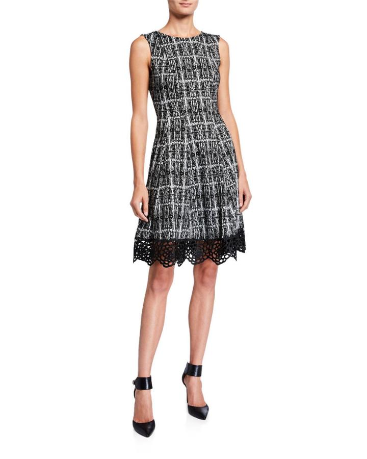 Knit Jacquard Crochet-hem Dress