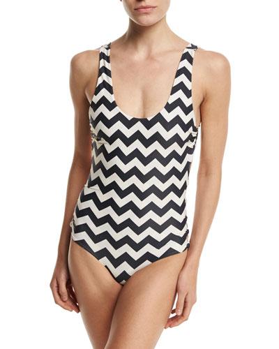 Saulita Chevron One-piece Swimsuit, Zilos Zigzag