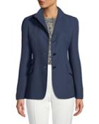 Notch-collar Wool Blazer, Navy