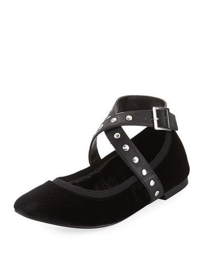 Dean Stud Velvet Ballerina Flat
