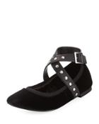 Dean Stud Velvet Ballerina Flat