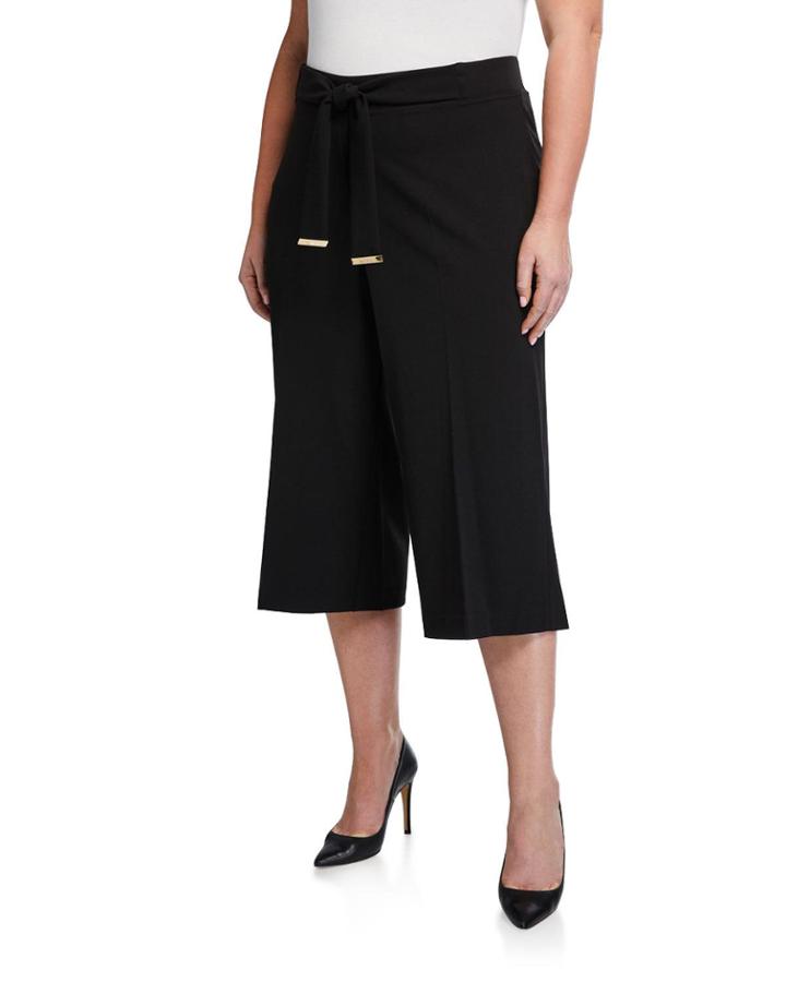 Plus Size Tie-waist Culottes