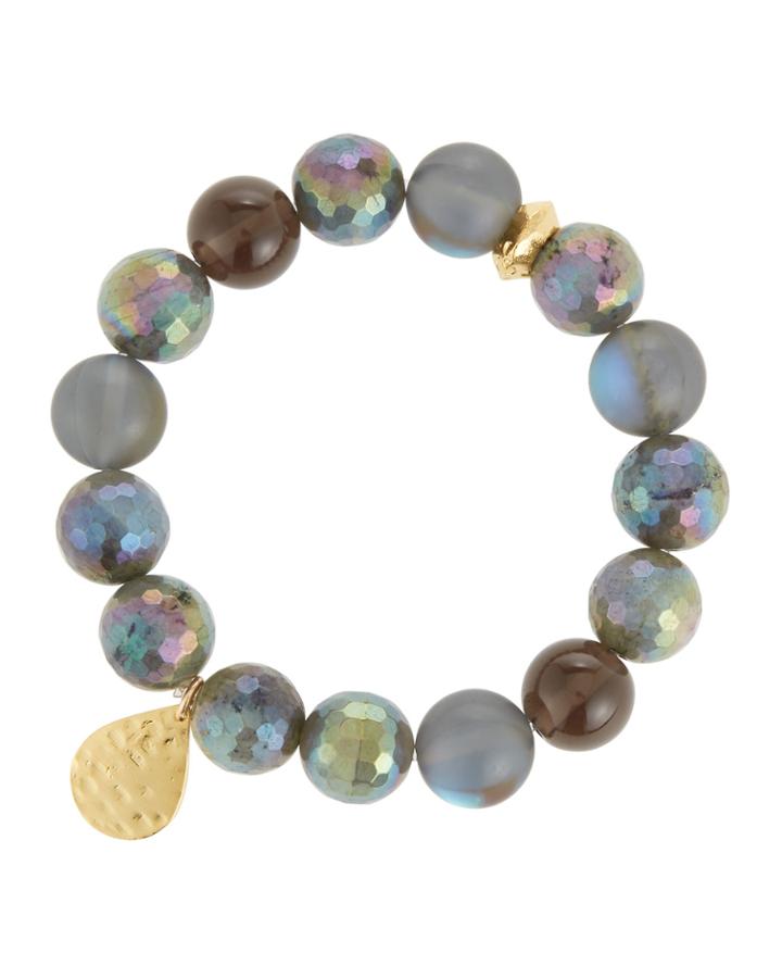 Labradorite & Quartz Stretch Bracelet