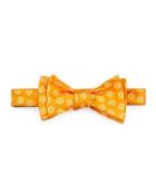 Daisy-print Silk Bow Tie, Orange