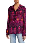 Ciara Ikat-print Silk Hooded Tunic