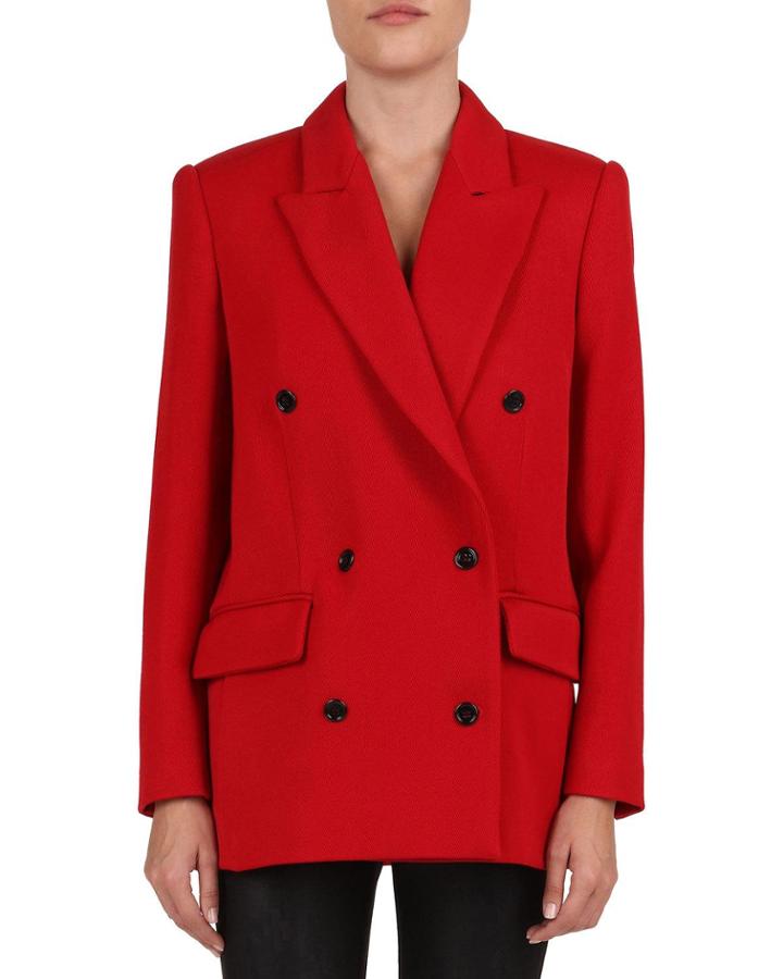 Crossover Double-breasted Wool-blend Jacket