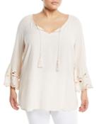 On A Whim Crochet-sleeve Blouse,