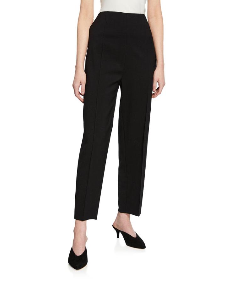 Grain De Poudre Pintuck Stretch-wool Pants W/