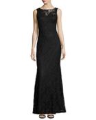 Sleeveless Lace Sheath Gown, Black