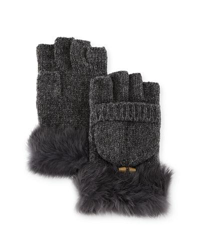 Fur-trim Popover Fingerless Gloves