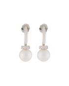 Diamond-cap Oblong Pearl Earrings