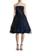Strapless Draped Tulle Cocktail Dress