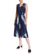 Printed Button-down A-line Dress