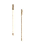 14k Yellow Gold Dangle Earrings W/ Chain & White Diamond Pave